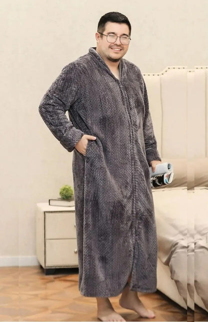 Robe De Chambre Polaire Homme Grande Taille | POLAIRE studio® GRIS / M (40-60Kg)