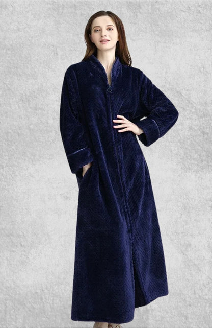 Robe De Chambre Polaire Zippée Femme | Polaire Studio BLEU MARINE / M
