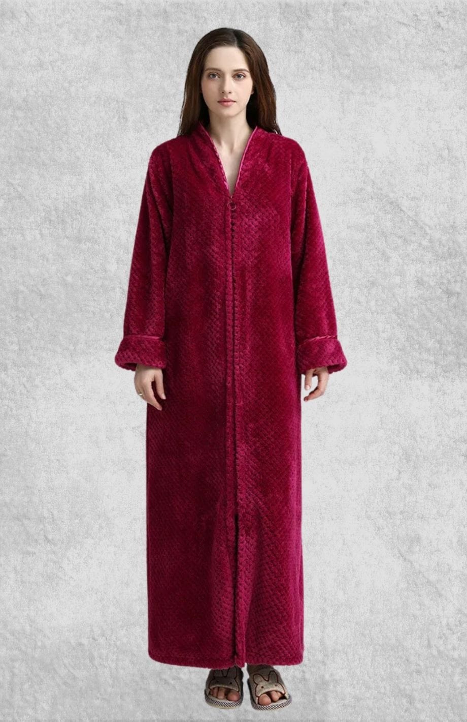 Robe De Chambre Polaire Zippée Femme | Polaire Studio ROUGE BORDEAUX / M