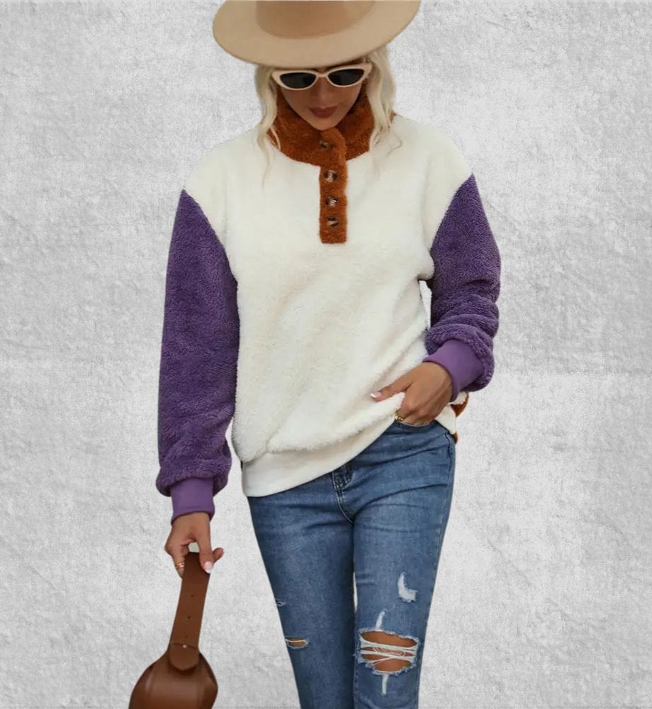 Sweat Plaid Polaire Femme | Polaire Studio BLANC / S