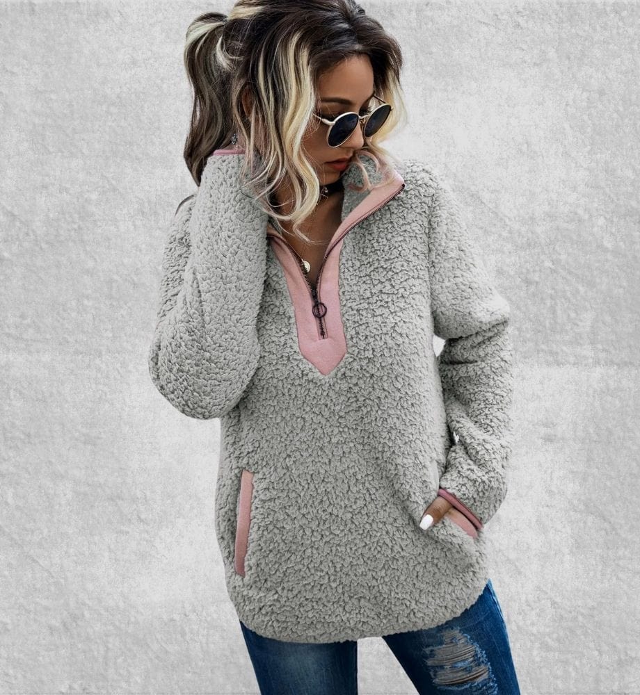 Sweat Zippé Polaire Femme | Polaire Studio GRIS CLAIR / S