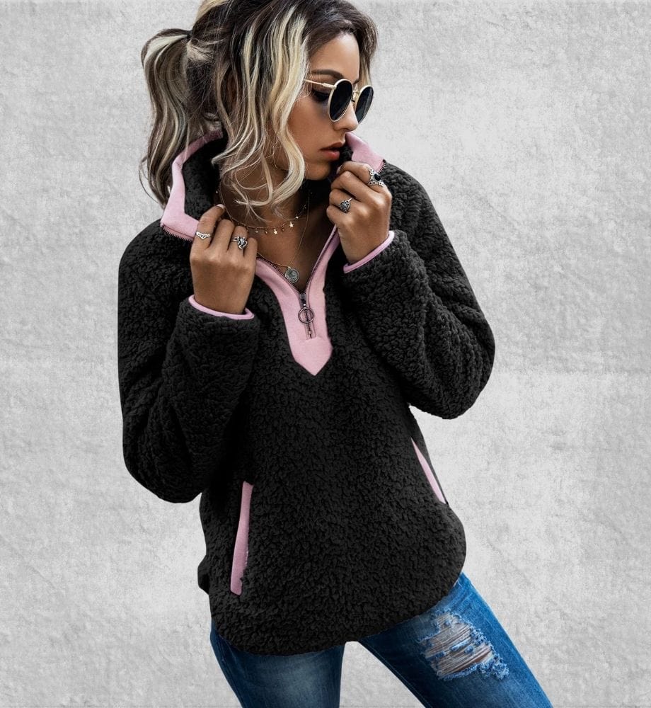 Sweat Zippé Polaire Femme | Polaire Studio NOIR / S