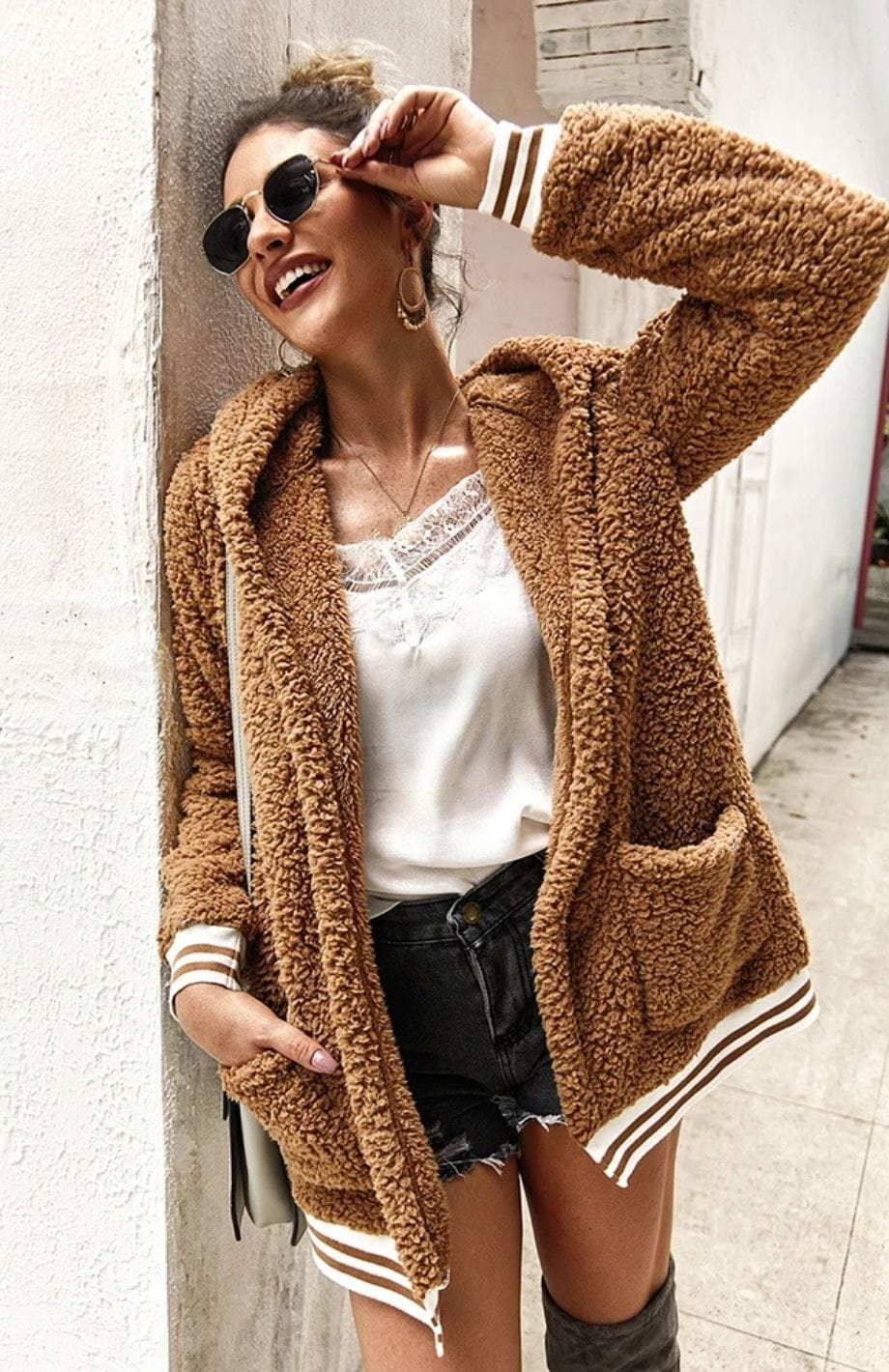 Veste Polaire à Capuche Femme | Polaire Studio KAKI / S