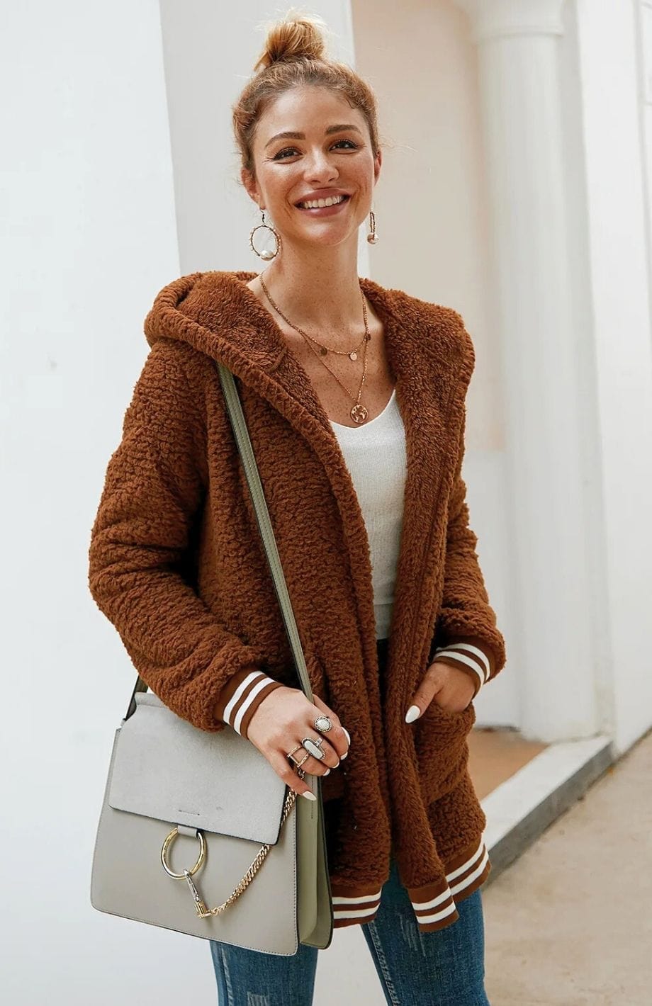 Veste Polaire à Capuche Femme | Polaire Studio MARRON / S